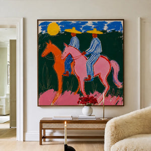 Sunlit Riders Colorful Western Wall Art styled interior scene 3 | OILDECO