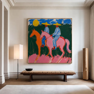 Sunlit Riders Colorful Western Wall Art styled interior scene 4 | OILDECO