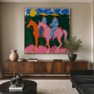 Sunlit Riders Colorful Western Wall Art styled interior scene 5 | OILDECO