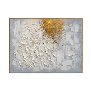 Golden Drift White Textured Wall Art | OILDECO