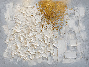 Golden Drift White Textured Wall Art artwork view | OILDECO