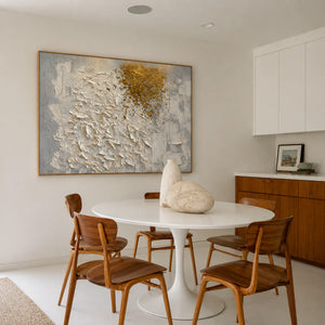Golden Drift White Textured Wall Art styled interior scene 4 | OILDECO