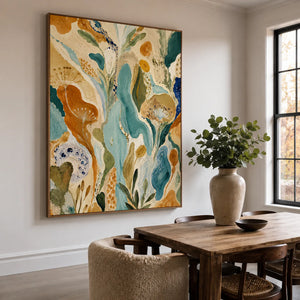 Amber Garden Botanical Abstract Wall Art styled interior scene 3 | OILDECO