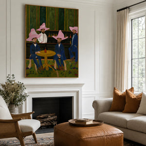 Pink Hat Cowboys Card Game Wall Art styled interior scene 5 | OILDECO