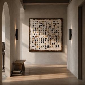 Amber Mosaic Abstract Wall Art styled in a contemporary entryway | Oildeco