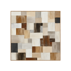 Quiet Grid Neutral Geometric Wall Art | OILDECO
