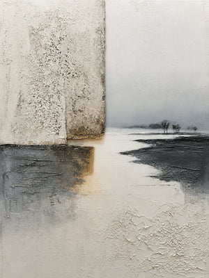 Silent Shore Neutral Abstract Wall Art artwork view | OILDECO
