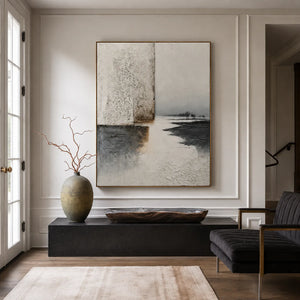 Silent Shore Neutral Abstract Wall Art styled interior scene 2 | OILDECO