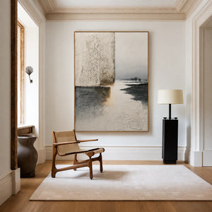 Silent Shore Neutral Abstract Wall Art styled interior scene 5 | OILDECO
