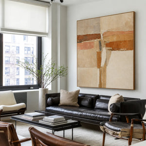 Terracotta Crossings Geometric Wall Art styled interior scene 3 | OILDECO