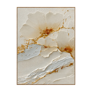Gilded Petals White Relief Wall Art | OILDECO