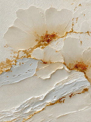 Gilded Petals White Relief Wall Art artwork view | OILDECO