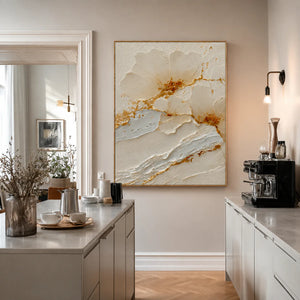 Gilded Petals White Relief Wall Art styled interior scene 2 | OILDECO