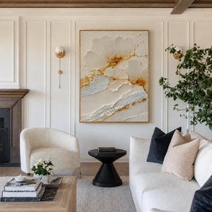 Gilded Petals White Relief Wall Art styled interior scene 5 | OILDECO
