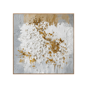 Golden Blossom White Textured Wall Art | OILDECO