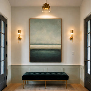 Deep Green Horizon Abstract Wall Art styled interior scene 5 | OILDECO