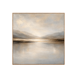 Luminous Gold Horizon and Misty Mountains Wall Art | OILDECO