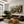 Lively Gathering Panoramic Wall Art styled interior scene 5 | OILDECO