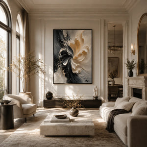 Ivory Bloom Textured Wall Art styled in a modern living room | Oildeco
