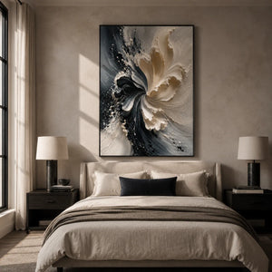 Ivory Bloom Textured Wall Art styled in a contemporary entryway | Oildeco