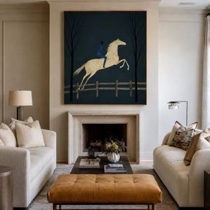 Midnight Rider White Horse Wall Art styled interior scene 1 | OILDECO