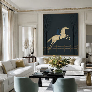 Midnight Rider White Horse Wall Art styled interior scene 2 | OILDECO