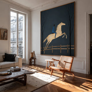 Midnight Rider White Horse Wall Art styled interior scene 4 | OILDECO