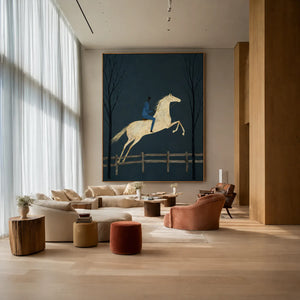 Midnight Rider White Horse Wall Art styled interior scene 5 | OILDECO