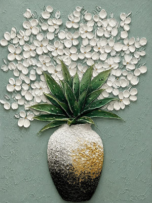Sage Bloom Botanical Relief Wall Art artwork view | OILDECO