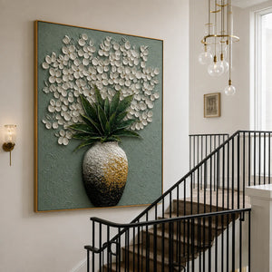 Sage Bloom Botanical Relief Wall Art styled interior scene 1 | OILDECO