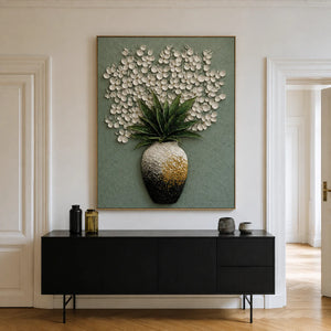 Sage Bloom Botanical Relief Wall Art styled interior scene 3 | OILDECO