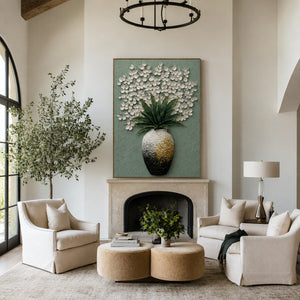Sage Bloom Botanical Relief Wall Art styled interior scene 5 | OILDECO