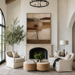 Earthbound Layers Neutral Geometric Wall Art styled interior scene 1 | OILDECO