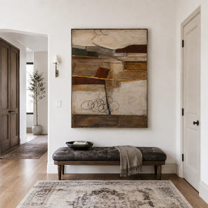 Earthbound Layers Neutral Geometric Wall Art styled interior scene 4 | OILDECO