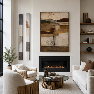 Earthbound Layers Neutral Geometric Wall Art styled interior scene 5 | OILDECO