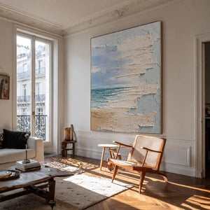 Sea Glass Horizon Textured Wall Art styled interior scene 1 | OILDECO