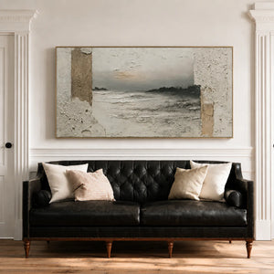 Quiet Passage Panoramic Coastal Wall Art styled interior scene 1 | OILDECO