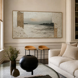 Quiet Passage Panoramic Coastal Wall Art styled interior scene 2 | OILDECO