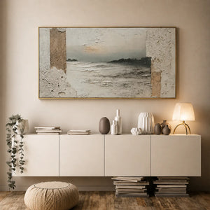 Quiet Passage Panoramic Coastal Wall Art styled interior scene 5 | OILDECO