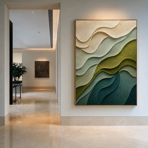 Verdant Contours Layered Relief Wall Art styled interior scene 1 | OILDECO