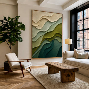 Verdant Contours Layered Relief Wall Art styled interior scene 3 | OILDECO