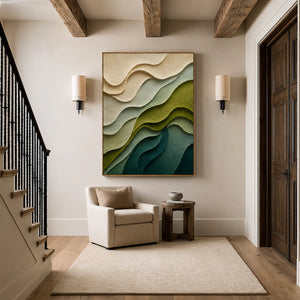 Verdant Contours Layered Relief Wall Art styled interior scene 4 | OILDECO