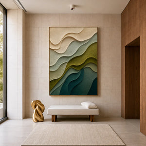 Verdant Contours Layered Relief Wall Art styled interior scene 5 | OILDECO