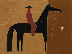 Ochre Trail Rider Folk Wall Art artwork view | OILDECO