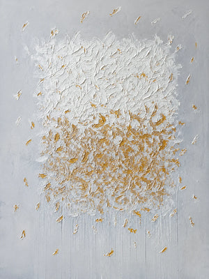 Gilded Bloom White Textured Wall Art artwork view | OILDECO