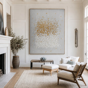 Gilded Bloom White Textured Wall Art styled interior scene 1 | OILDECO