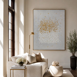 Gilded Bloom White Textured Wall Art styled interior scene 2 | OILDECO