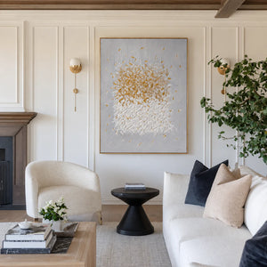 Gilded Bloom White Textured Wall Art styled interior scene 3 | OILDECO