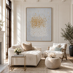 Gilded Bloom White Textured Wall Art styled interior scene 4 | OILDECO