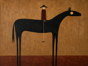 Still Horizon Black Horse Folk Wall Art artwork view | OILDECO